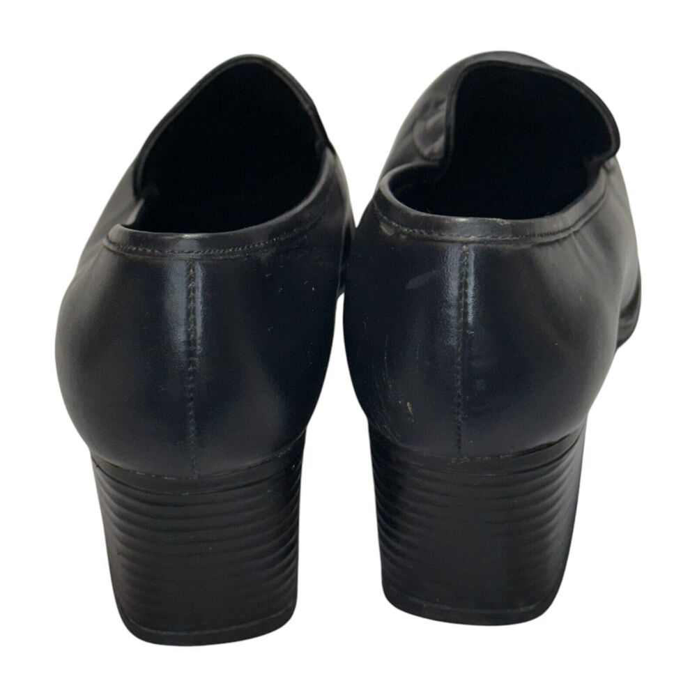 Just Libby Women's US 7.5B Loafer Black Leather Block Heel Casual Slip-On Shoes - Picture 3 of 7
